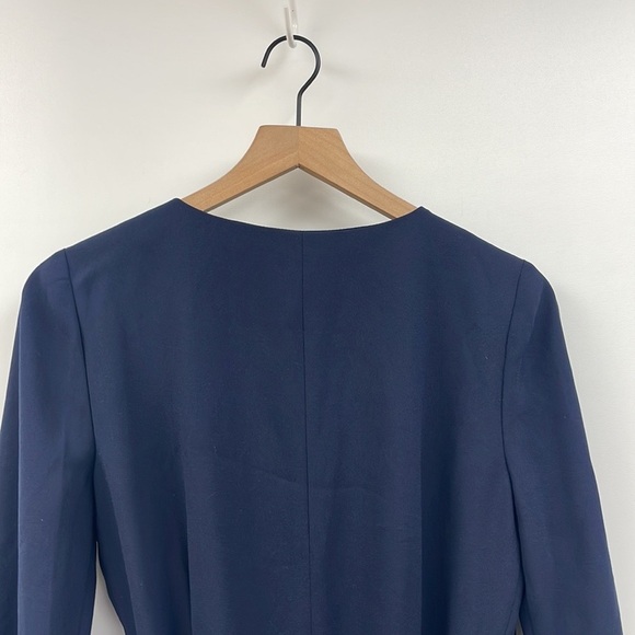 J. Crew Blue Sheath Dress with V-Neck and Bishop Sleeves - Picture 6 of 8